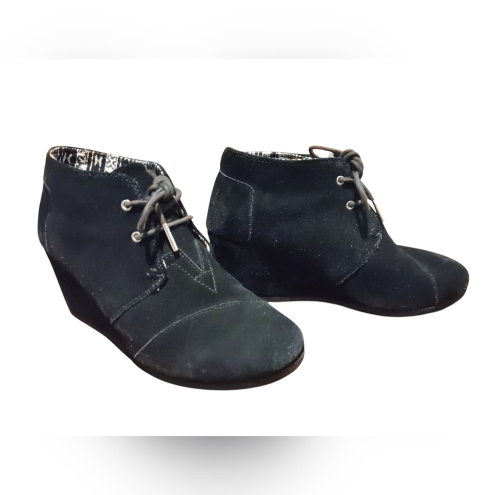 Toms Ankle Boots Wedge Lace Up For Women Size W9 Black And White
